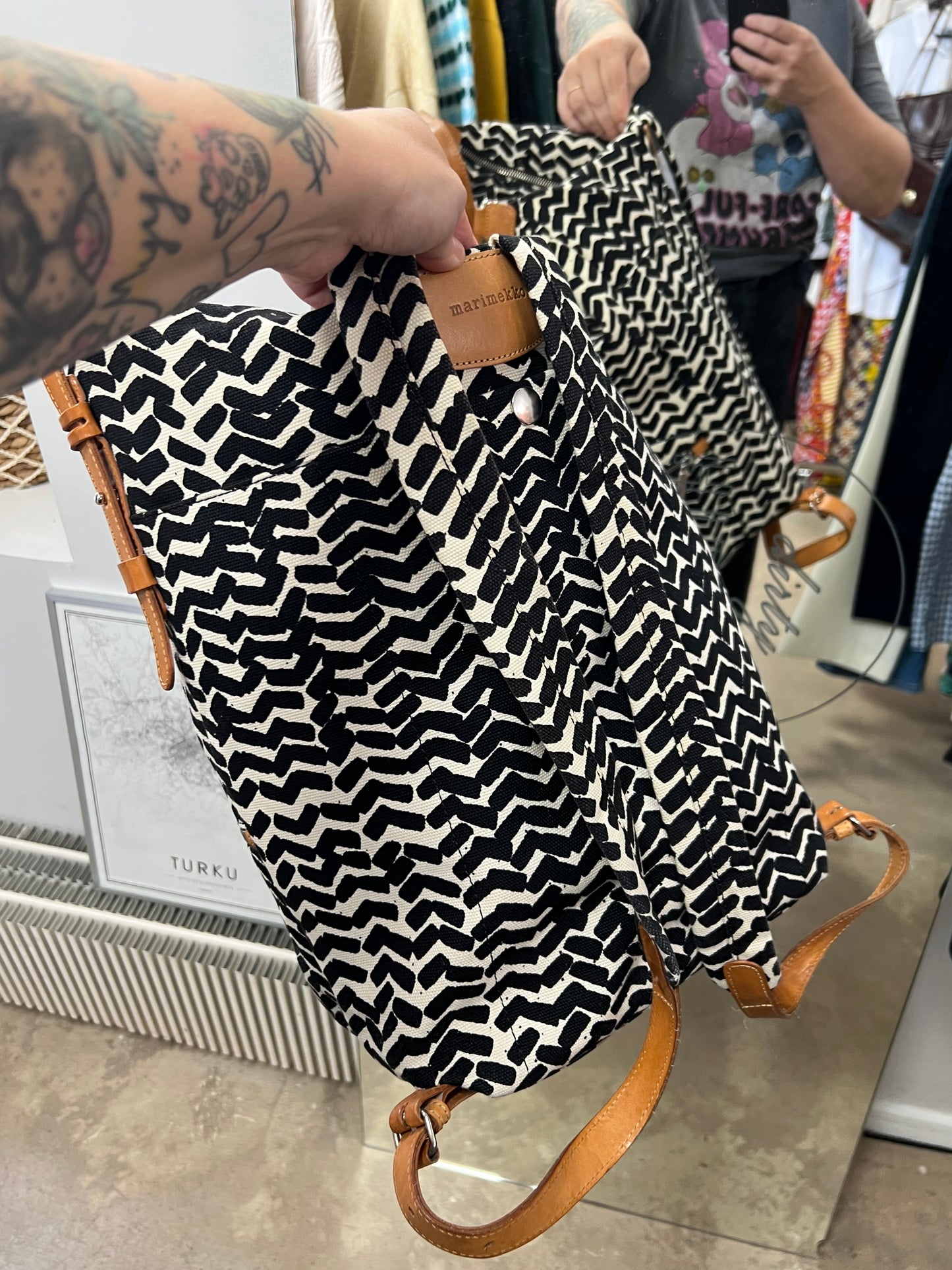 Marimekko kangas/nahkareppu