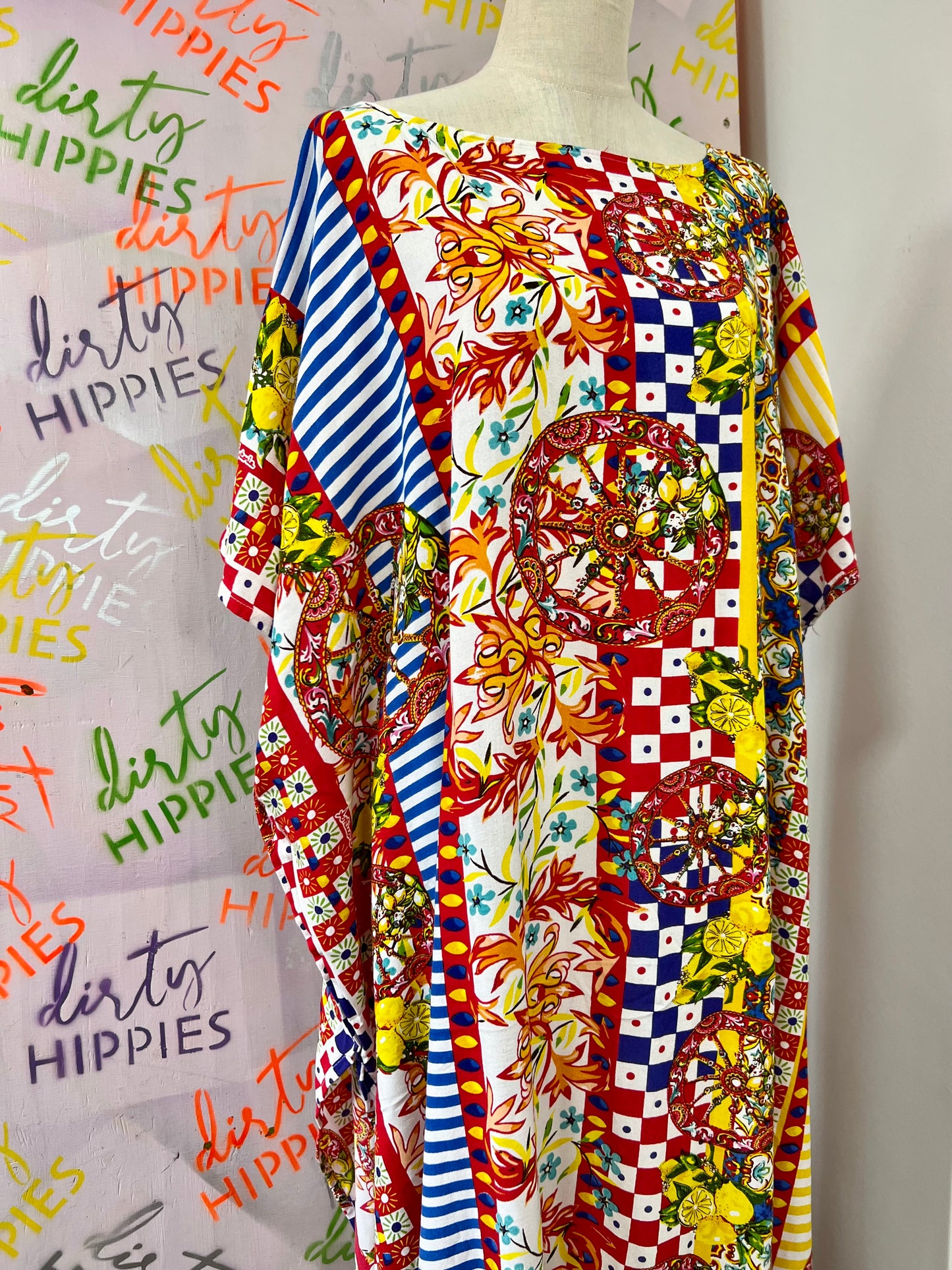 Värikäs VINTAGE mekko (ONE SIZE)