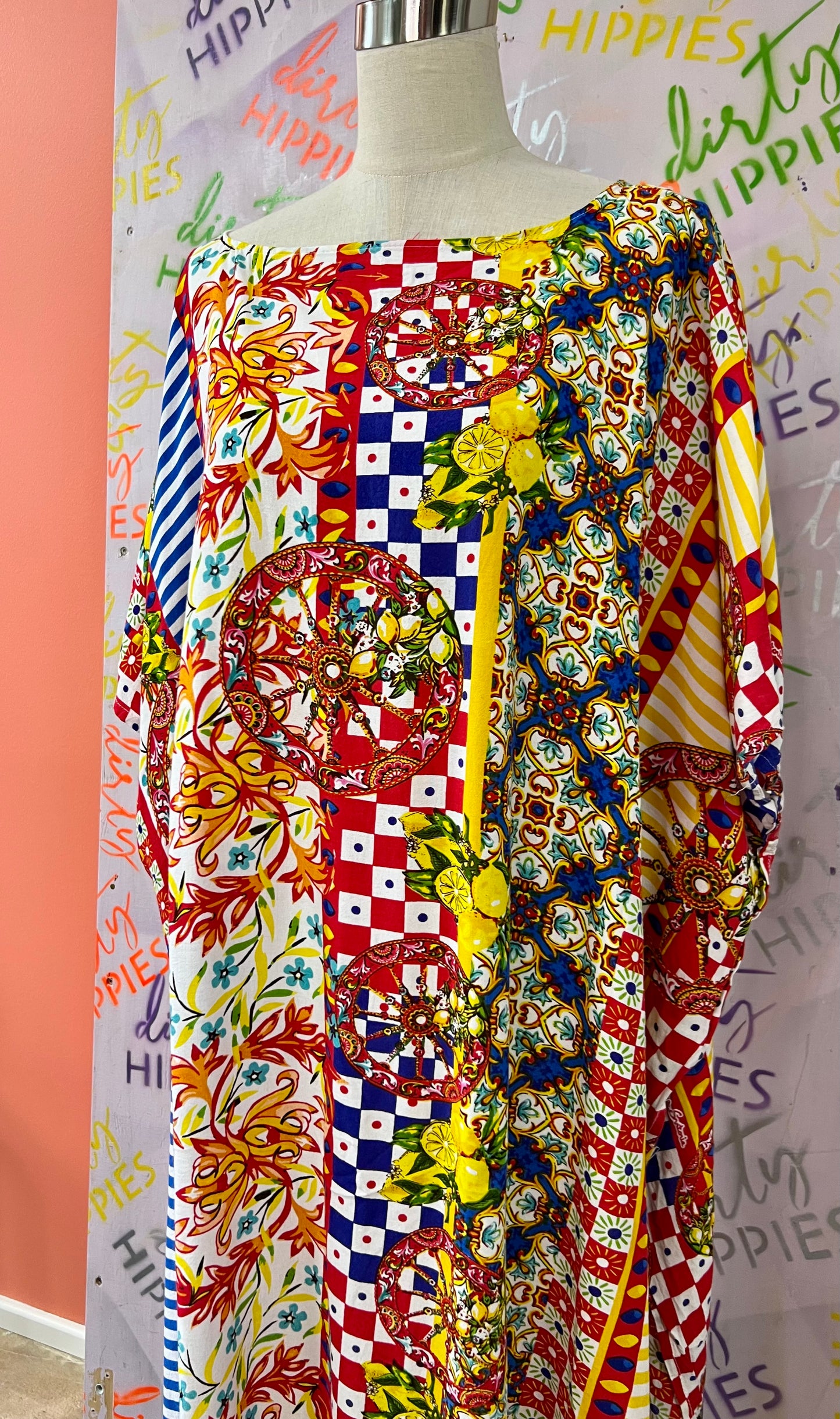 Värikäs VINTAGE mekko (ONE SIZE)