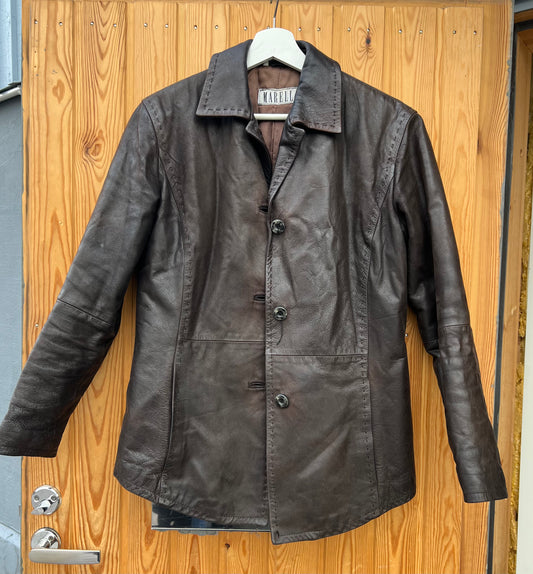 Nahkatakki S MARELLA ruskea